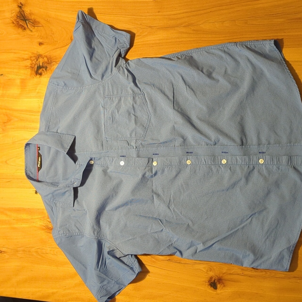 Medium Blue Rohan Button Up Travel Short Sleeved Performance Shirt